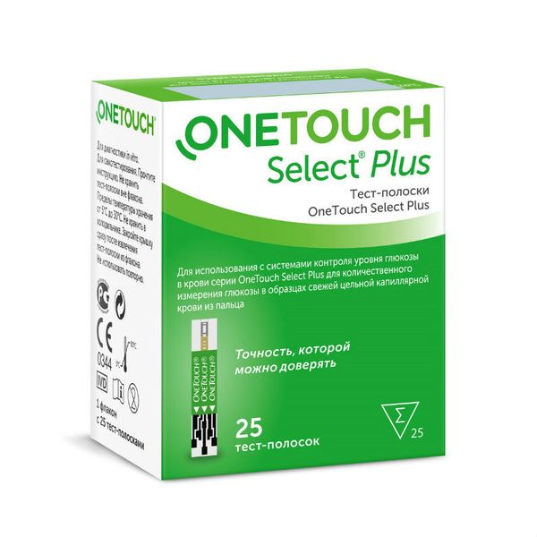 Тест-полоски One Touch Select PLUS (Уан Тач Селект Плюс) 25 шт